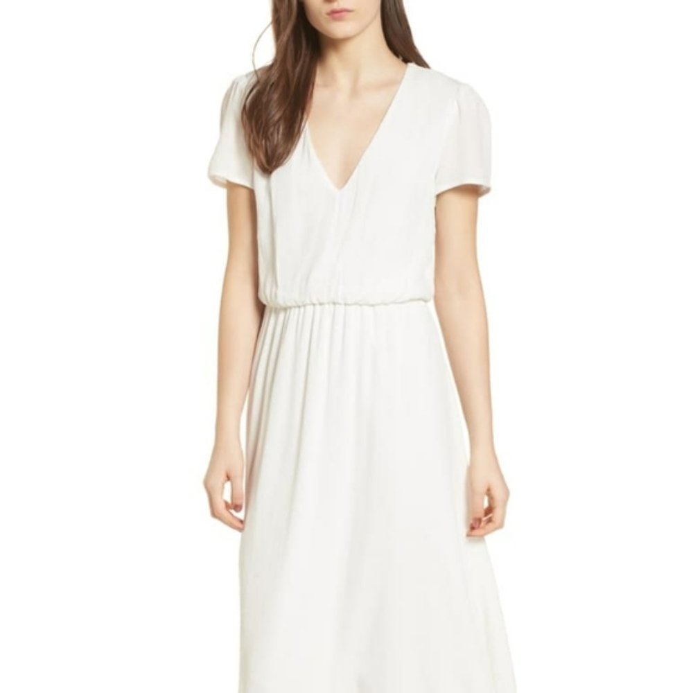WAYF Blouson Midi Dress, White